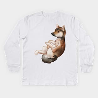 Cozy Shiba Inu (Sesame Variant) Kids Long Sleeve T-Shirt